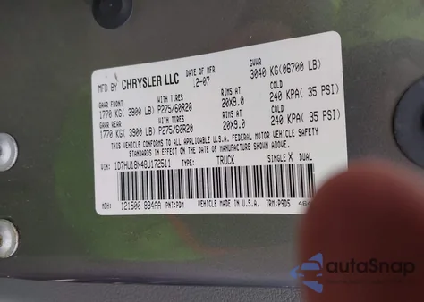 2008 Dodge Ram 1500 Slt from USA, damaged, VIN 1D7HU18N48J172511